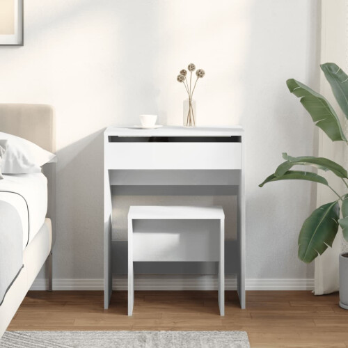 VidaXL (white) vidaXL Dressing Table and Stool Bedroom Cosmetic Table Vanity Makeup Table 2