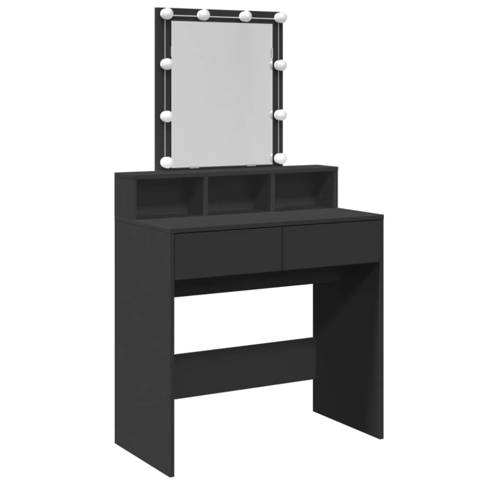 (black) vidaXL Dressing Table with LED Cosmetic Table Vanity Makeup Table Sonoma Oak