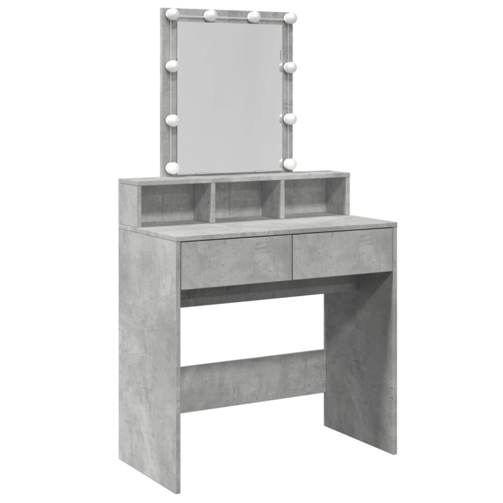 (concrete grey) vidaXL Dressing Table with LED Cosmetic Table Vanity Makeup Table Sonoma Oak