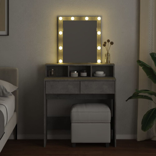 VidaXL (concrete grey) vidaXL Dressing Table with LED Cosmetic Table Vanity Makeup Table Sonoma Oak 2