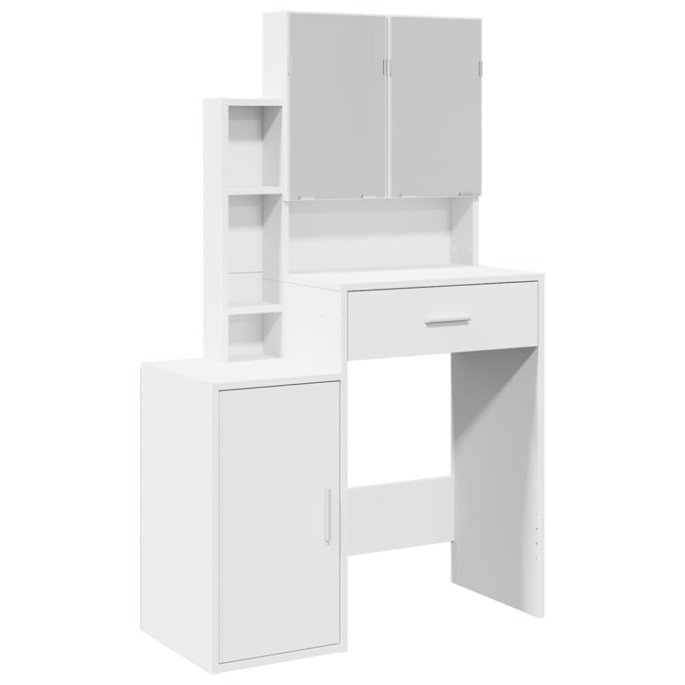 Vidaxl (White) Dressing Table With Cabinet Cosmetic Table Vanity Desk Makeup Table White