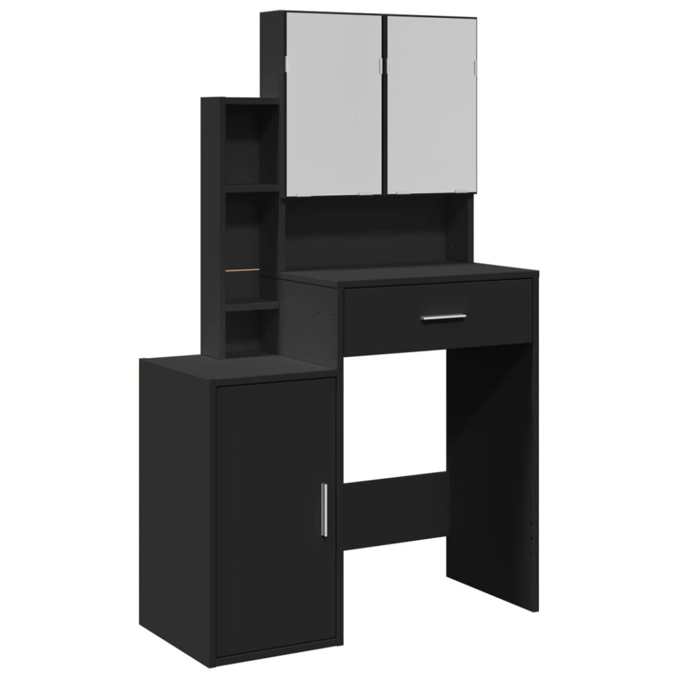 Vidaxl (Black) Dressing Table With Cabinet Cosmetic Table Vanity Desk Makeup Table Black
