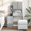 VidaXL (concrete grey) vidaXL Dressing Table with Cabinet Cosmetic Table Vanity Desk Makeup Table 3