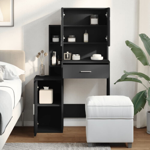 VidaXL (black) vidaXL Dressing Table with Cabinet Cosmetic Table Vanity Desk Makeup Table 2