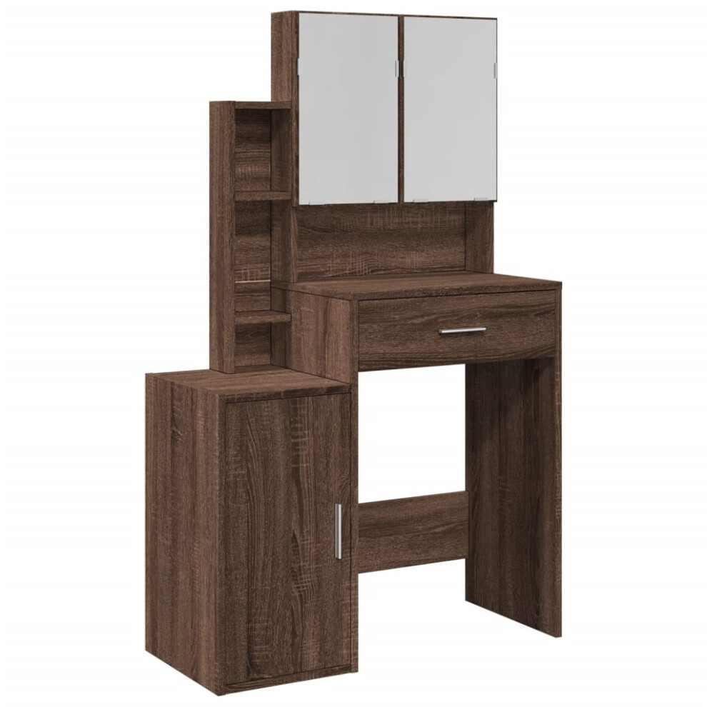 Vidaxl ( Oak) Dressing Table With Cabinet Cosmetic Table Vanity Desk Makeup Table Brown