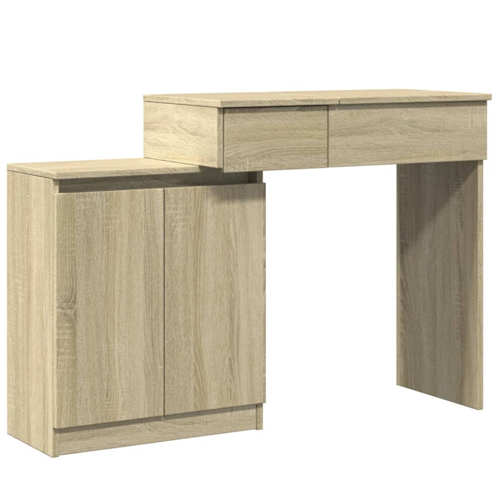 (sonoma oak) vidaXL Dressing Table with LED Bedroom Cosmetic Table Vanity Desk Makeup Table