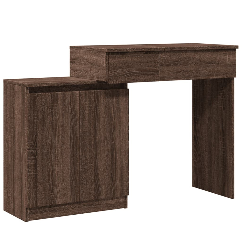 (brown oak) vidaXL Dressing Table with LED Bedroom Cosmetic Table Vanity Desk Makeup Table