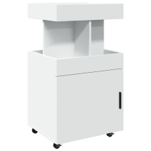 (white) vidaXL Bar Cart Kitchen Trolley Food Drink Cart Concrete Grey Engineered Wood