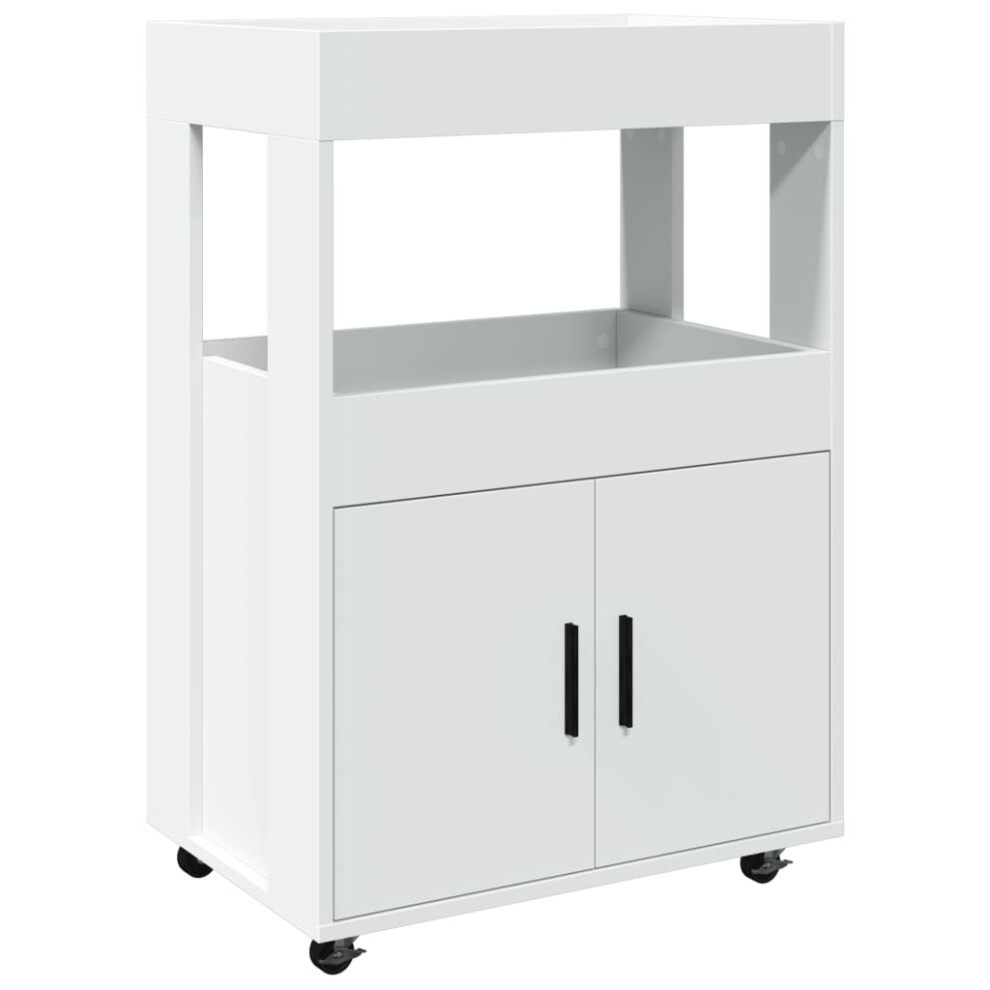 Vidaxl (White) Bar Cart Kitchen Trolley Rolling Cart Serving Cart Engineered Wood White