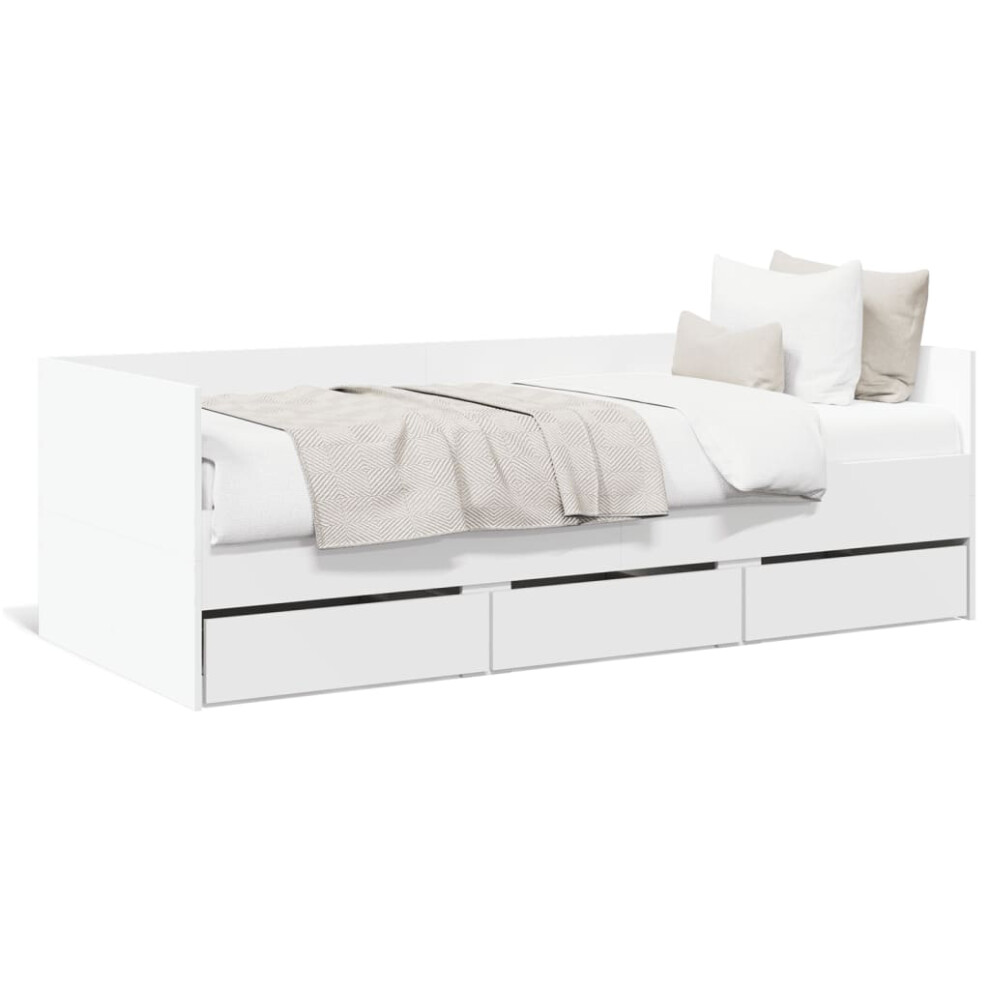 vidaXL Daybed with Drawers Sofa Bed Guest Bed White 90x190 cm Engineered Wood