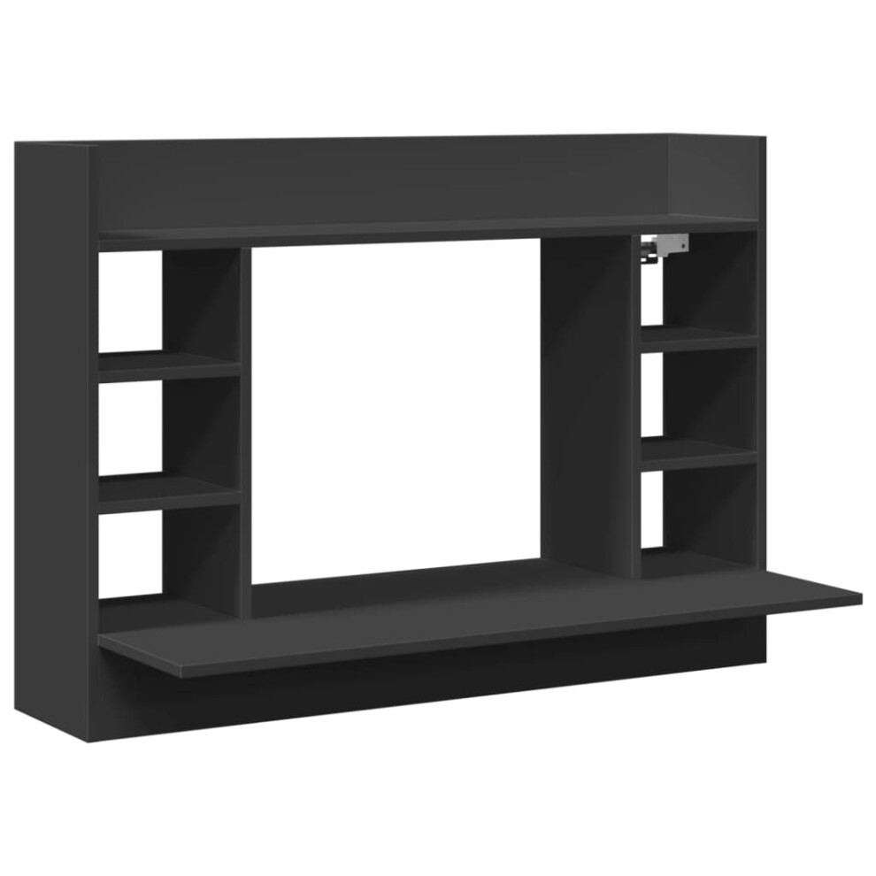 (black) vidaXL Wall-Mounted Desk Home Folding Table Drop-Leaf Table Engineered Wood