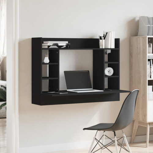 VidaXL (black) vidaXL Wall-Mounted Desk Home Folding Table Drop-Leaf Table Engineered Wood 2