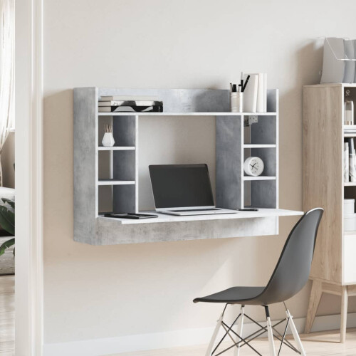 VidaXL (concrete grey) vidaXL Wall-Mounted Desk Home Folding Table Drop-Leaf Table Engineered Wood 2