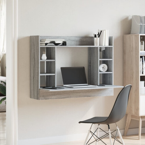 VidaXL (grey sonoma) vidaXL Wall-Mounted Desk Home Folding Table Drop-Leaf Table Engineered Wood 2