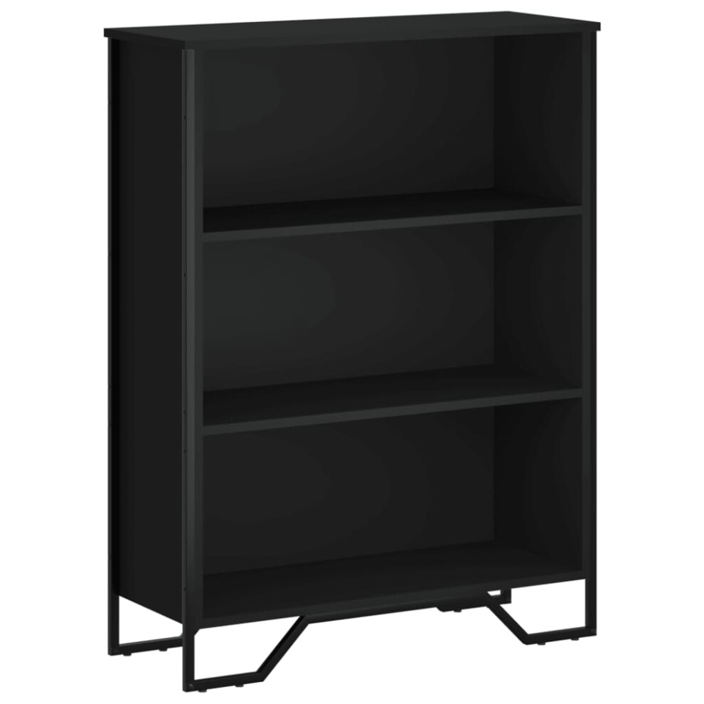 vidaXL 3 Shelf Bookcase - Black - Wood - Image 3