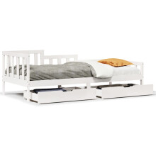 vidaXL Daybed with Drawers Sofa Bed Guest Bed White 90x200 cm Solid Wood Pine