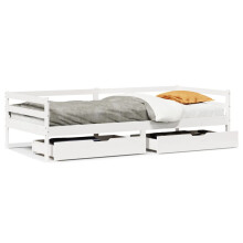 vidaXL Daybed with Drawers Sofa Bed Guest Bed White 90x200 cm Solid Wood Pine
