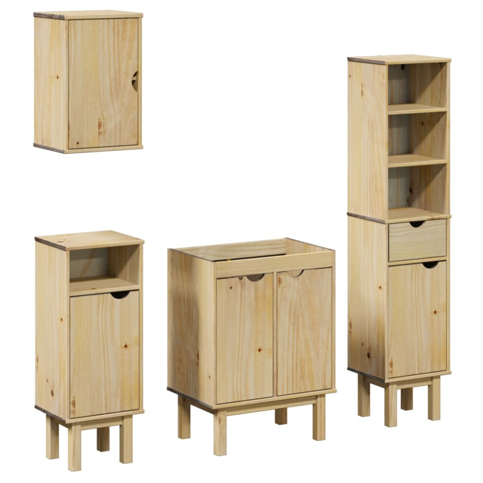 vidaXL Bathroom Furniture Set 4 Piece Sink Cabinet Cupboard Solid Wood Pine