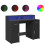 VidaXL vidaXL Desk with LED Lights Writing Table Working Table Black Engineered Wood 1