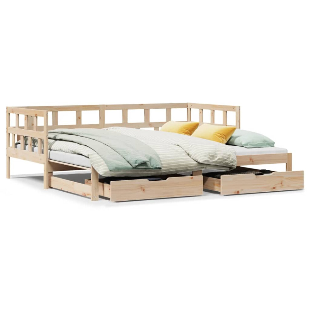 Vidaxl Daybed With Trundle And Drawers Sofa Bed 80X200 Cm Solid Wood Pine