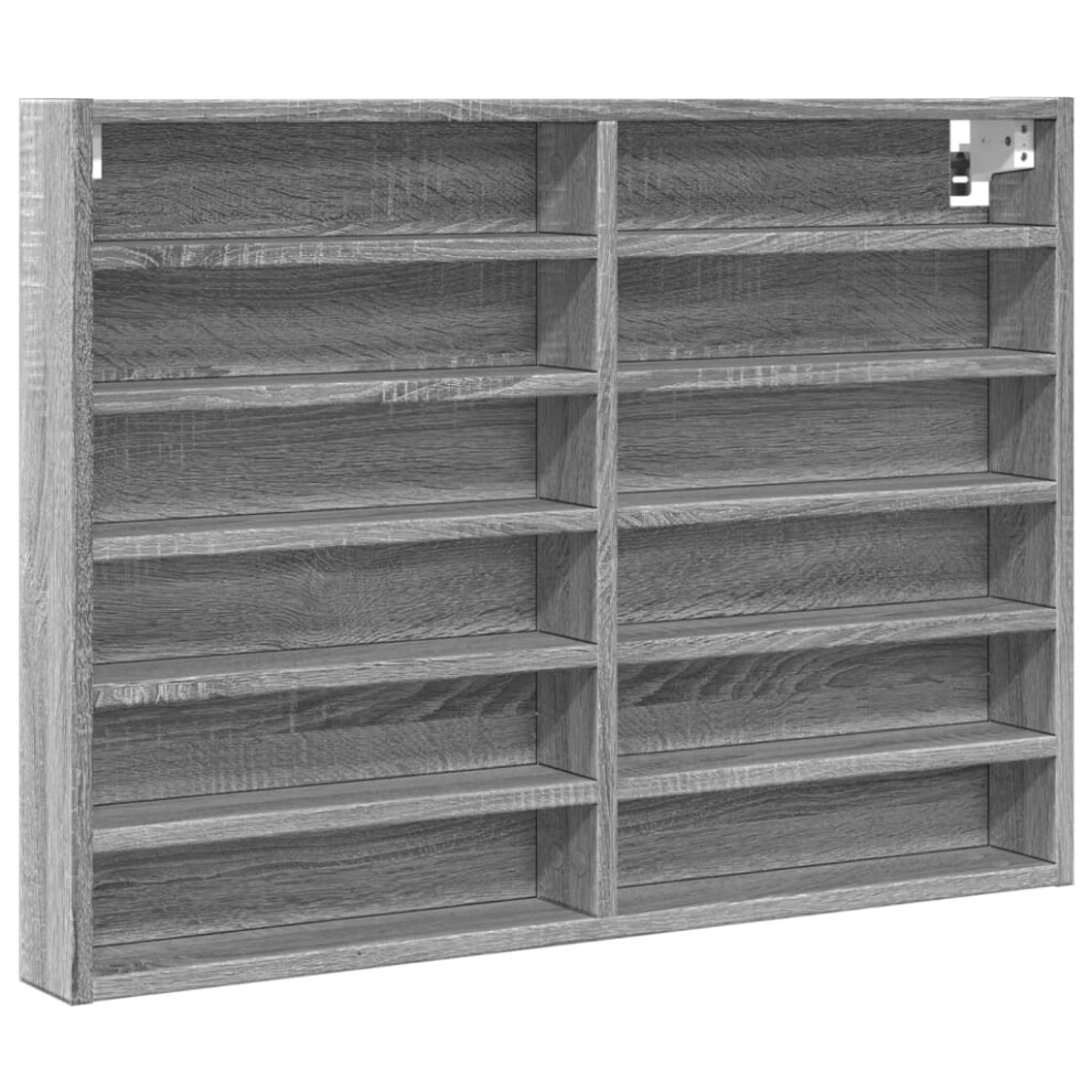 (grey sonoma, 80 x 8.5 x 58 cm) vidaXL Vitrine Cabinet Wall Mounted Cabinet Floating Cabinet Engineered Wood