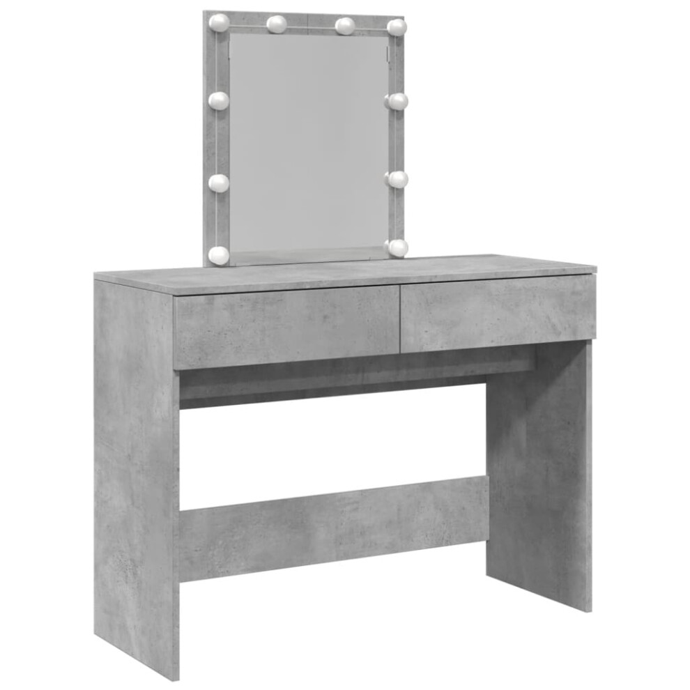 (concrete grey) vidaXL Dressing Table with LED Cosmetic Table Vanity Makeup Table Smoked Oak