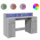 VidaXL vidaXL Desk with LED Lights Writing Working Table Grey Sonoma Engineered Wood 2