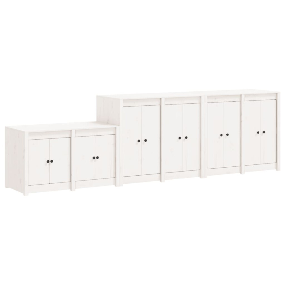 vidaXL Outdoor Kitchen Cabinets Cupboard Sideboard 3 pcs White Solid Wood Pine