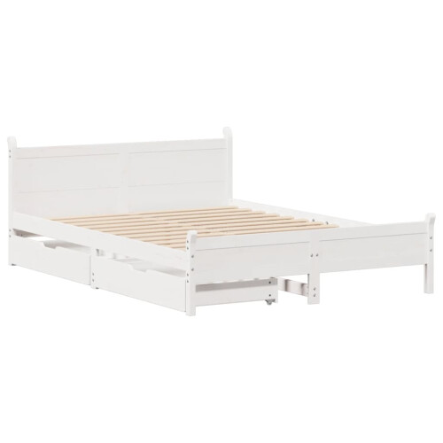VidaXL vidaXL Bed Frame without Mattress Bed Base White 120x200 cm Solid Wood Pine 2