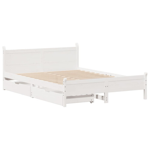 VidaXL vidaXL Bed Frame without Mattress White 150x200 cm King Size Solid Wood Pine 2