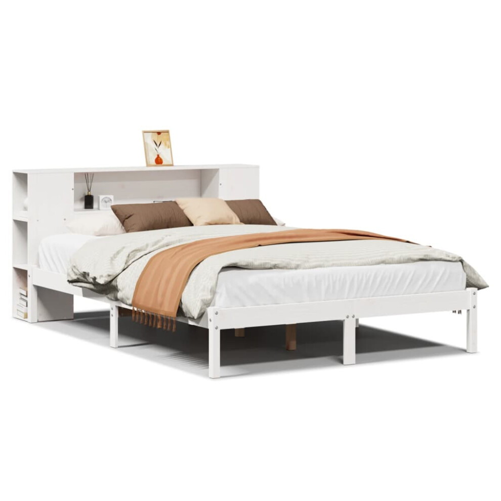 Vidaxl Bookcase Bed Without Mattress Bed White 160X200 Cm Solid Wood Pine
