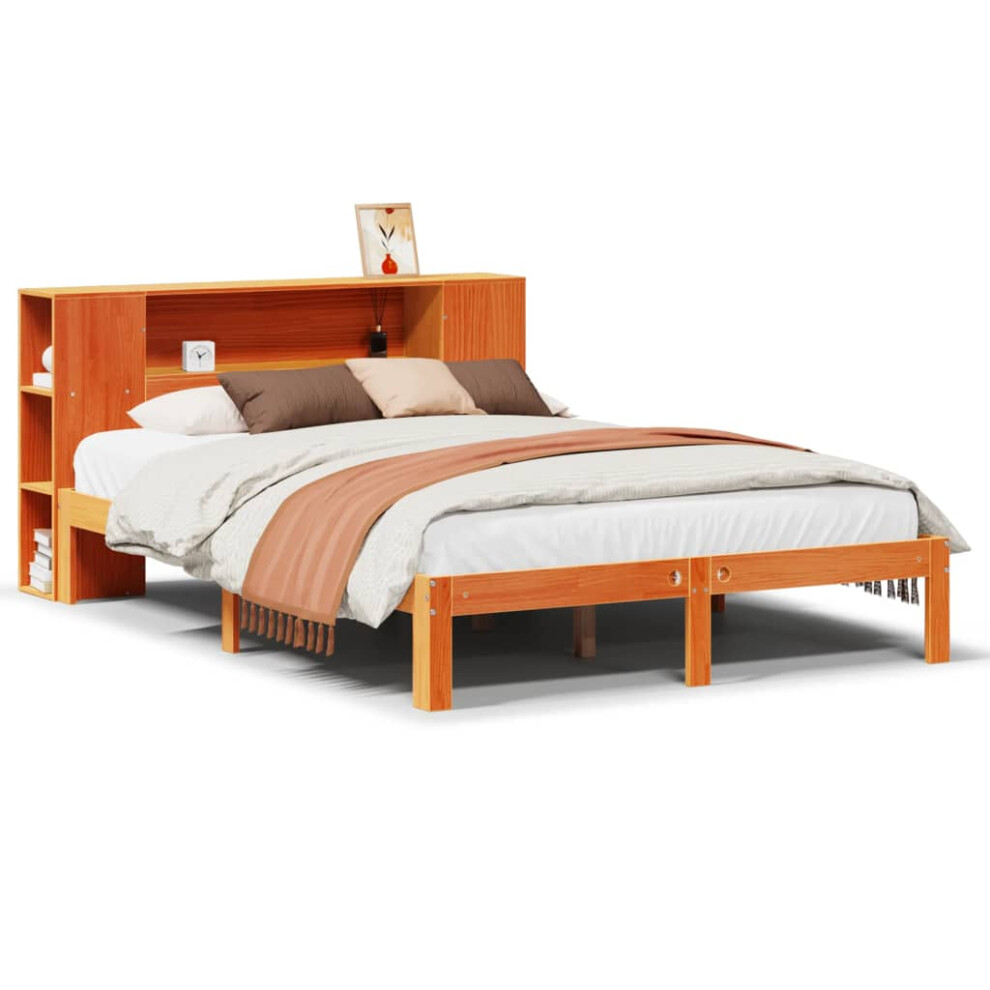 Vidaxl Bookcase Bed Without Mattress Bed Wax Brown 140X190cm Solid Wood Pine