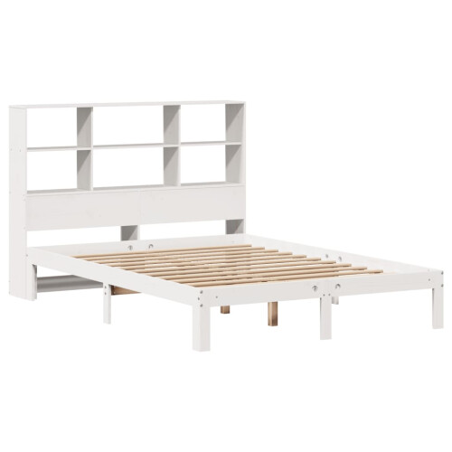 VidaXL vidaXL Bookcase Bed without Mattress Bed Base White 160x200cm Solid Wood Pine 2