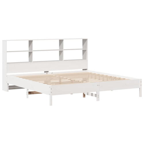 VidaXL vidaXL Bookcase Bed without Mattress Bed White Super King Solid Wood Pine 2