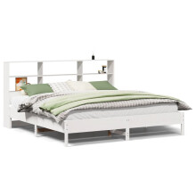 vidaXL Bookcase Bed without Mattress Bed White Super King Solid Wood Pine