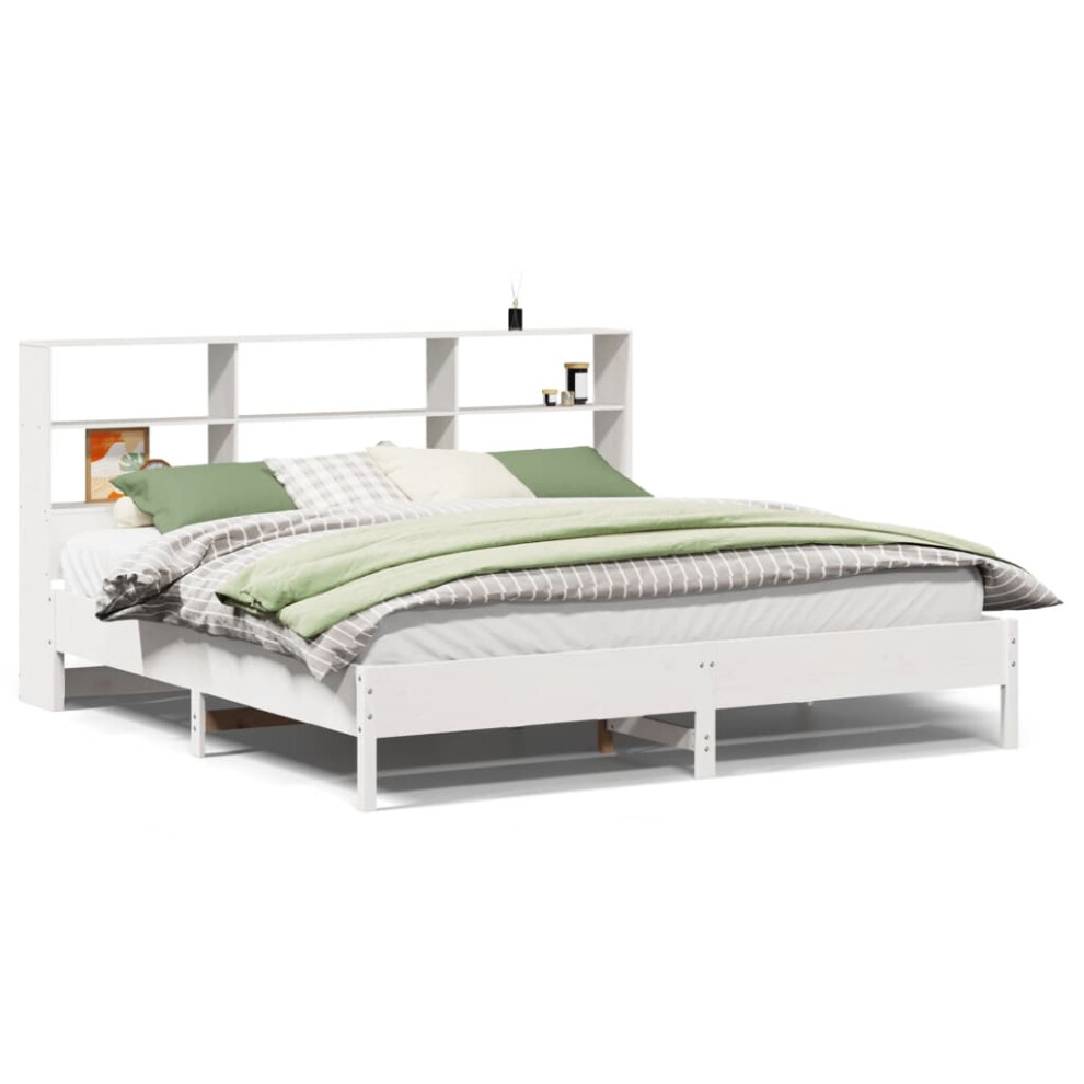 Vidaxl Bookcase Bed Without Mattress Bed White Super King Solid Wood Pine
