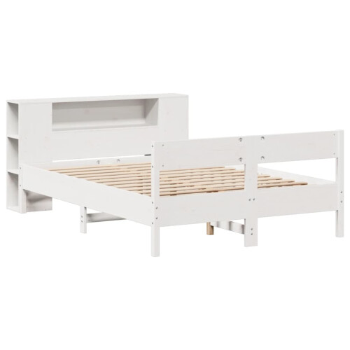 VidaXL vidaXL Bookcase Bed without Mattress Bed Base White King Size Solid Wood Pine 2
