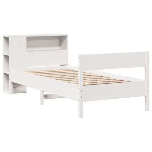 VidaXL vidaXL Bookcase Bed without Mattress Bed White Small Single Solid Wood Pine 2