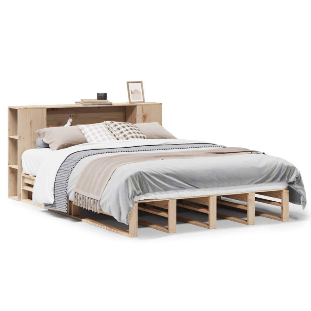 Vidaxl Bookcase Bed Without Mattress Bed Base 135X190 Cm Double Solid Wood