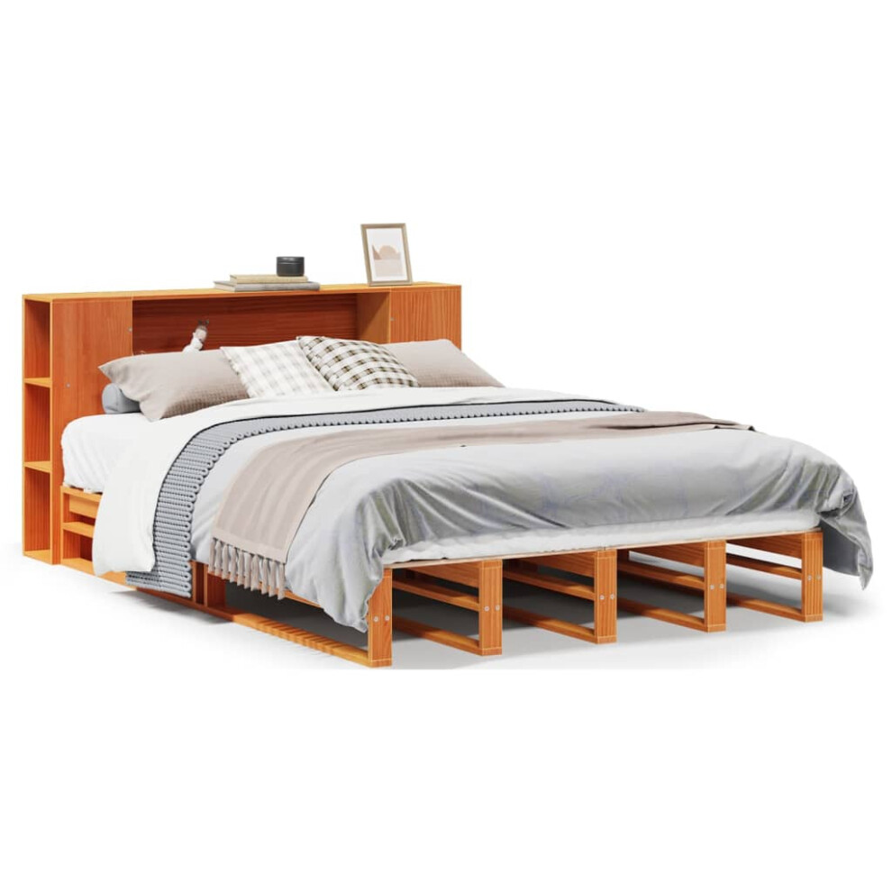 vidaXL Bookcase Bed without Mattress Bed Wax Brown Small Double Solid Wood