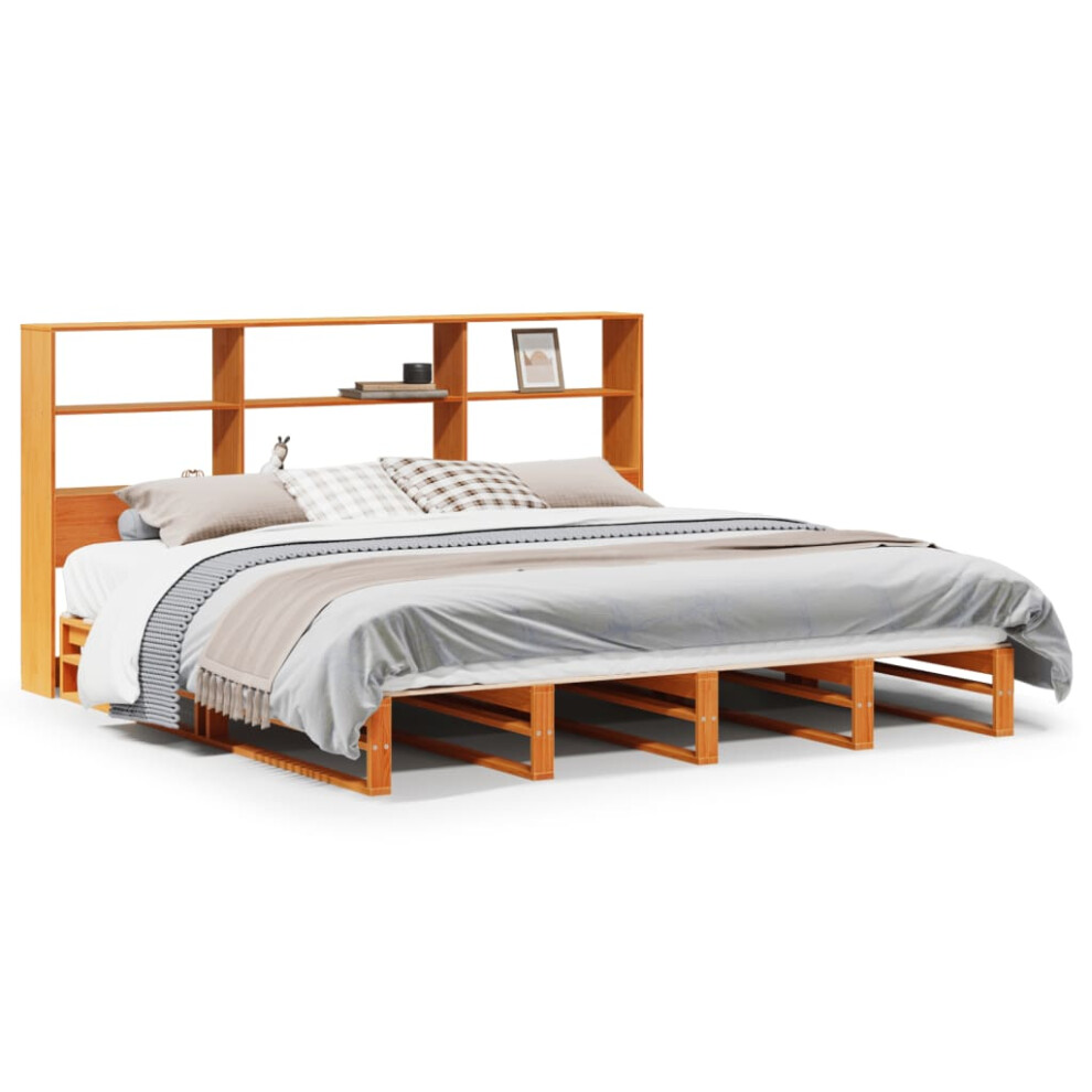 Vidaxl Bookcase Bed Without Mattress Bed Base Wax Brown 200X200 Cm Solid Wood