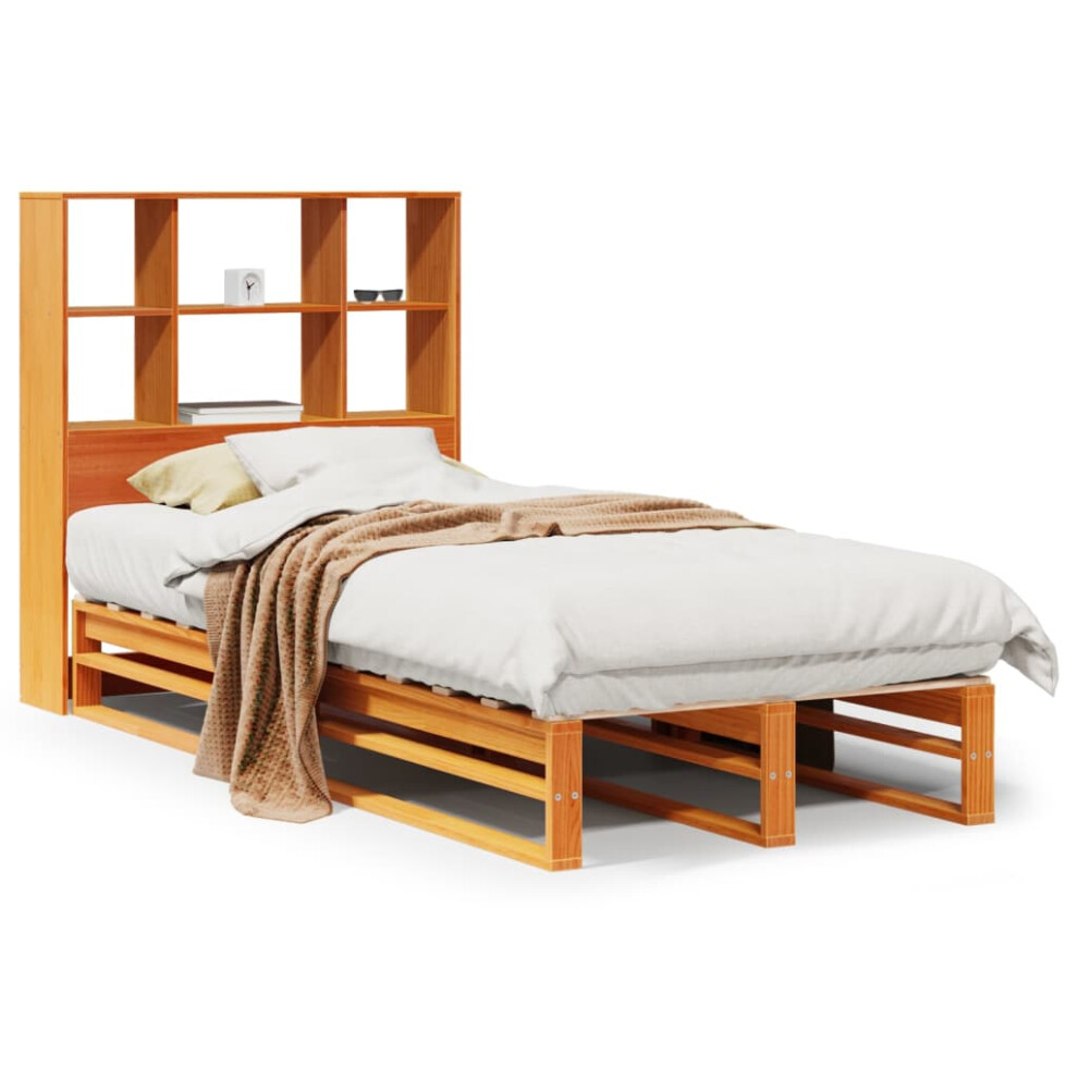 Vidaxl Bookcase Bed Without Mattress Bed Wax Brown Small Single Solid Wood