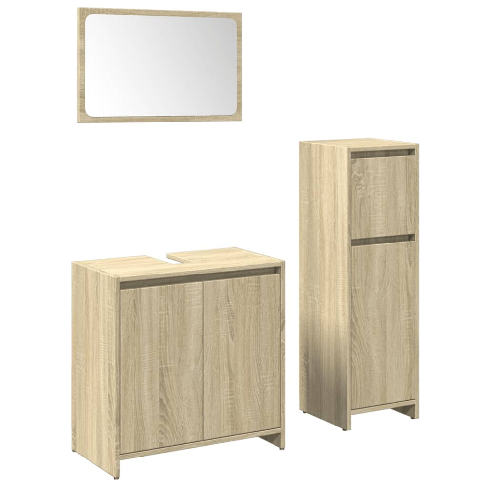 vidaXL Bathroom Furniture Set 3 Piece Sink Cabinet Sonoma Oak Engineered Wood