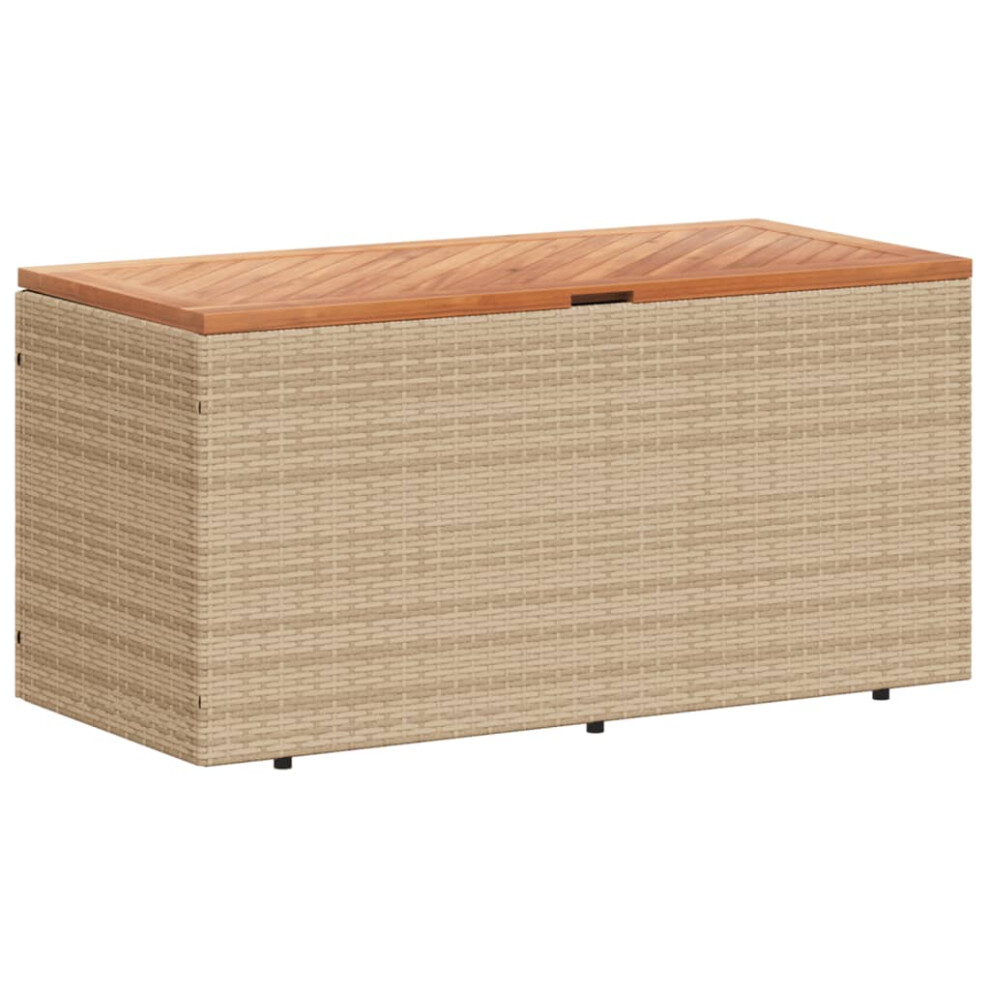 vidaXL Garden Storage Box Outdoor Storage Box Beige Poly Rattan Acacia Wood