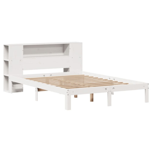 VidaXL vidaXL Bookcase Bed without Mattress White 135x190 cm Double Solid Wood Pine 2
