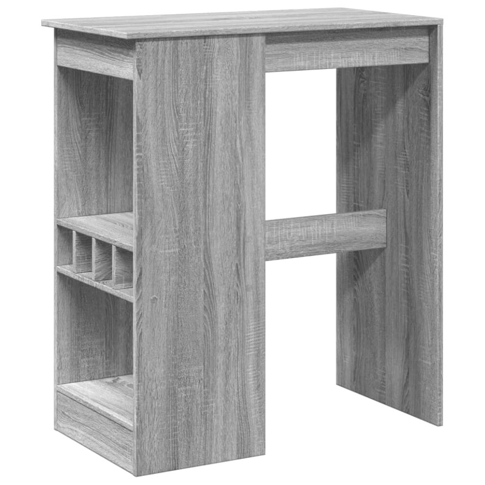 Vidaxl Bar Table With Racks Pub Table Bistro Table Sonoma Engineered Wood Grey
