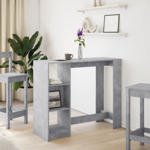 VidaXL vidaXL Bar Table with Shelf Pub Bistro Table Concrete Grey Engineered Wood 2