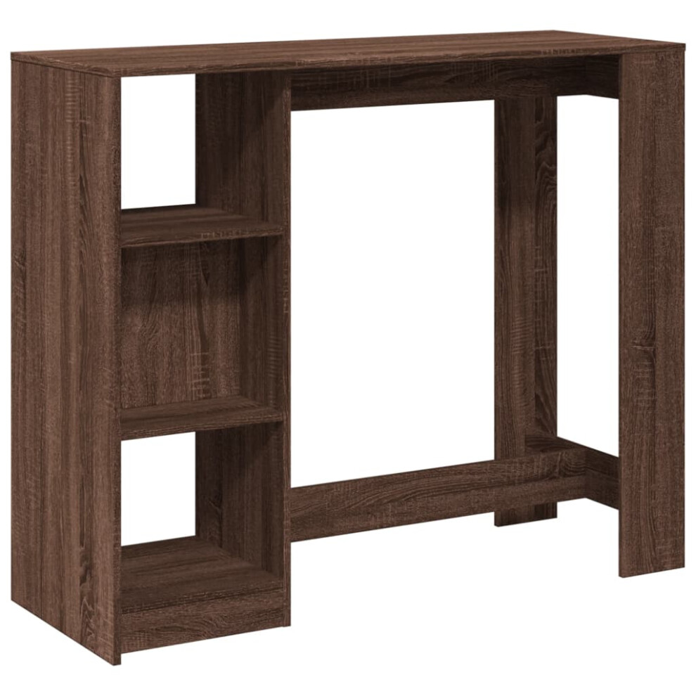 vidaXL Bar Table with Shelf Pub Table Bistro Table Brown Oak Engineered Wood