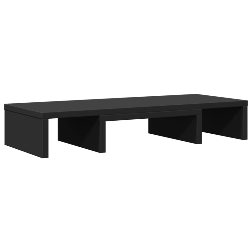Vidaxl Monitor Stand Computer Monitor Riser Adjustable Black Engineered Wood