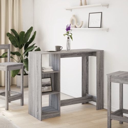 VidaXL vidaXL Bar Table with Shelf Pub Table Bistro Table Grey Sonoma Engineered Wood 2
